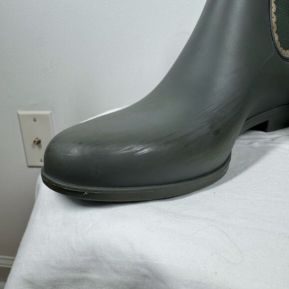 Jack Rodgers Sallie Rain Boot Women 10 Green Gold Ankle Bootie PullOn Waterproof - Picture 3 of 7
